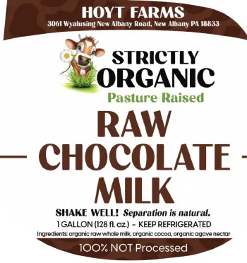 Hoyt farms raw cocolate milk