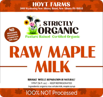 Raw maple milk certified organic